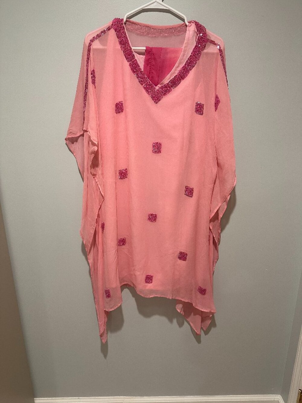 Indian Kaftan Dress Size 42 With Matching Scarf Embroidered Brand New